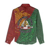 Papua New Guinea East Sepik Province Women Casual Shirt Tribal Crocodile Birds of Paradise Melanesian Tattoo LT03 - Polynesian Pride
