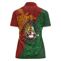 Papua New Guinea East Sepik Province Women Polo Shirt Tribal Crocodile Birds of Paradise Melanesian Tattoo LT03 - Polynesian Pride