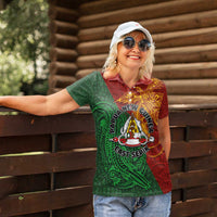 Papua New Guinea East Sepik Province Women Polo Shirt Tribal Crocodile Birds of Paradise Melanesian Tattoo LT03 - Polynesian Pride