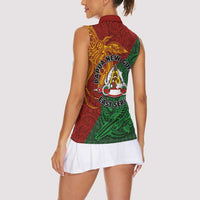 Papua New Guinea East Sepik Province Women Sleeveless Polo Shirt Tribal Crocodile Birds of Paradise Melanesian Tattoo LT03 - Polynesian Pride