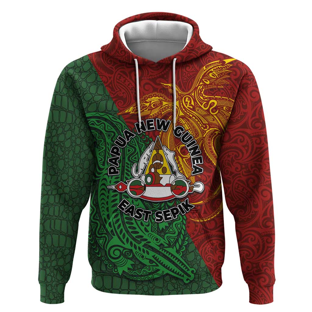 Papua New Guinea East Sepik Province Zip Hoodie Tribal Crocodile Birds of Paradise Melanesian Tattoo LT03 Pullover Hoodie Green - Polynesian Pride