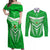 Kimbe Cutters Rugby Couples Matching Off Shoulder Maxi Dress and Long Sleeve Button Shirts Papua New Guinea Polynesian Tattoo Green Version LT03 Green - Polynesian Pride