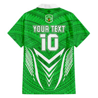 Custom Kimbe Cutters Rugby Family Matching Off Shoulder Maxi Dress and Hawaiian Shirt Papua New Guinea Polynesian Tattoo Green Version LT03 - Polynesian Pride