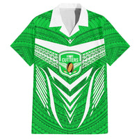 Custom Kimbe Cutters Rugby Family Matching Summer Maxi Dress and Hawaiian Shirt Papua New Guinea Polynesian Tattoo Green Version LT03 Dad's Shirt - Short Sleeve Green - Polynesian Pride
