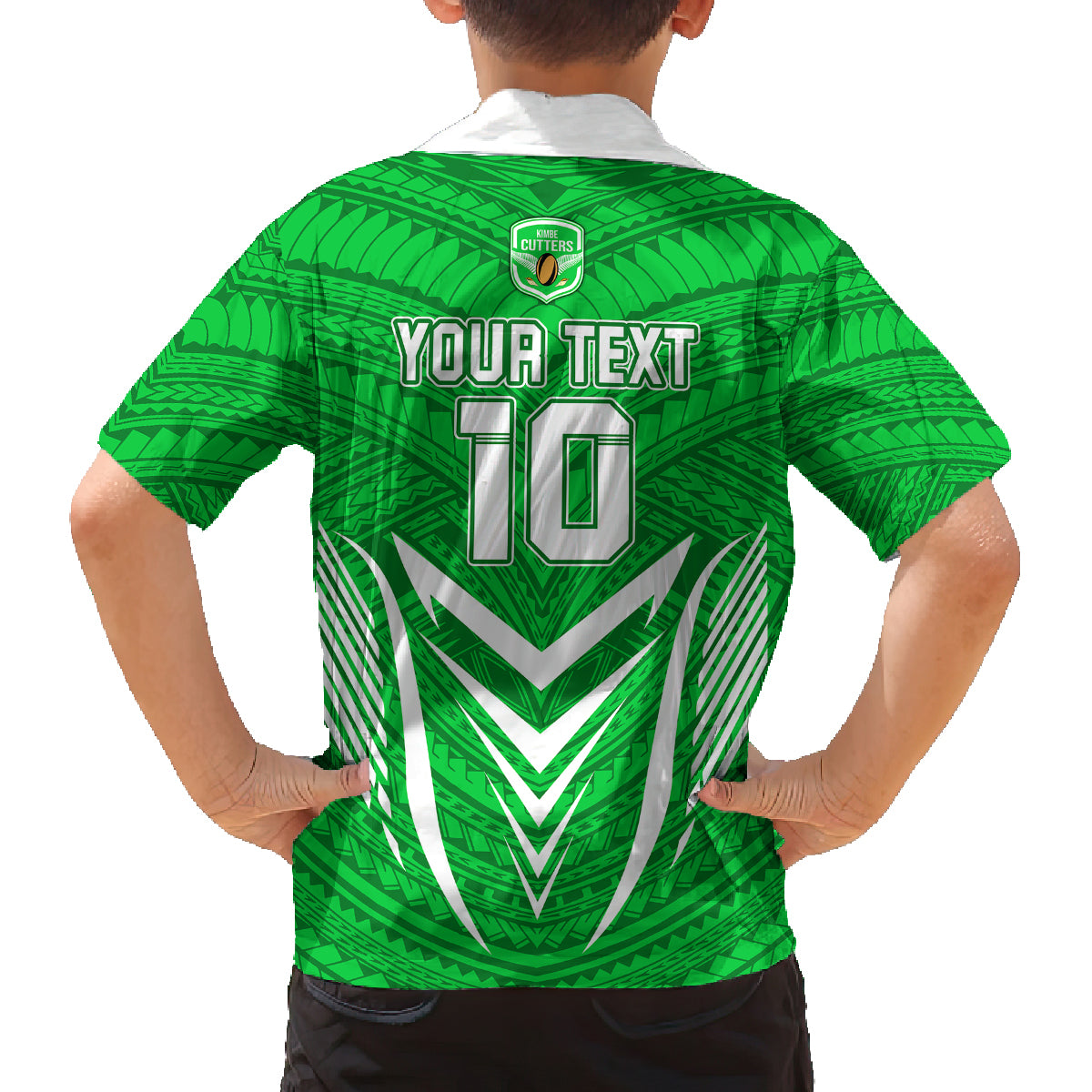 Custom Kimbe Cutters Rugby Family Matching Tank Maxi Dress and Hawaiian Shirt Papua New Guinea Polynesian Tattoo Green Version LT03 - Polynesian Pride