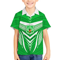 Custom Kimbe Cutters Rugby Family Matching Tank Maxi Dress and Hawaiian Shirt Papua New Guinea Polynesian Tattoo Green Version LT03 Son's Shirt Green - Polynesian Pride