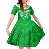 Custom Kimbe Cutters Rugby Kid Short Sleeve Dress Papua New Guinea Polynesian Tattoo Green Version LT03 KID Green - Polynesian Pride