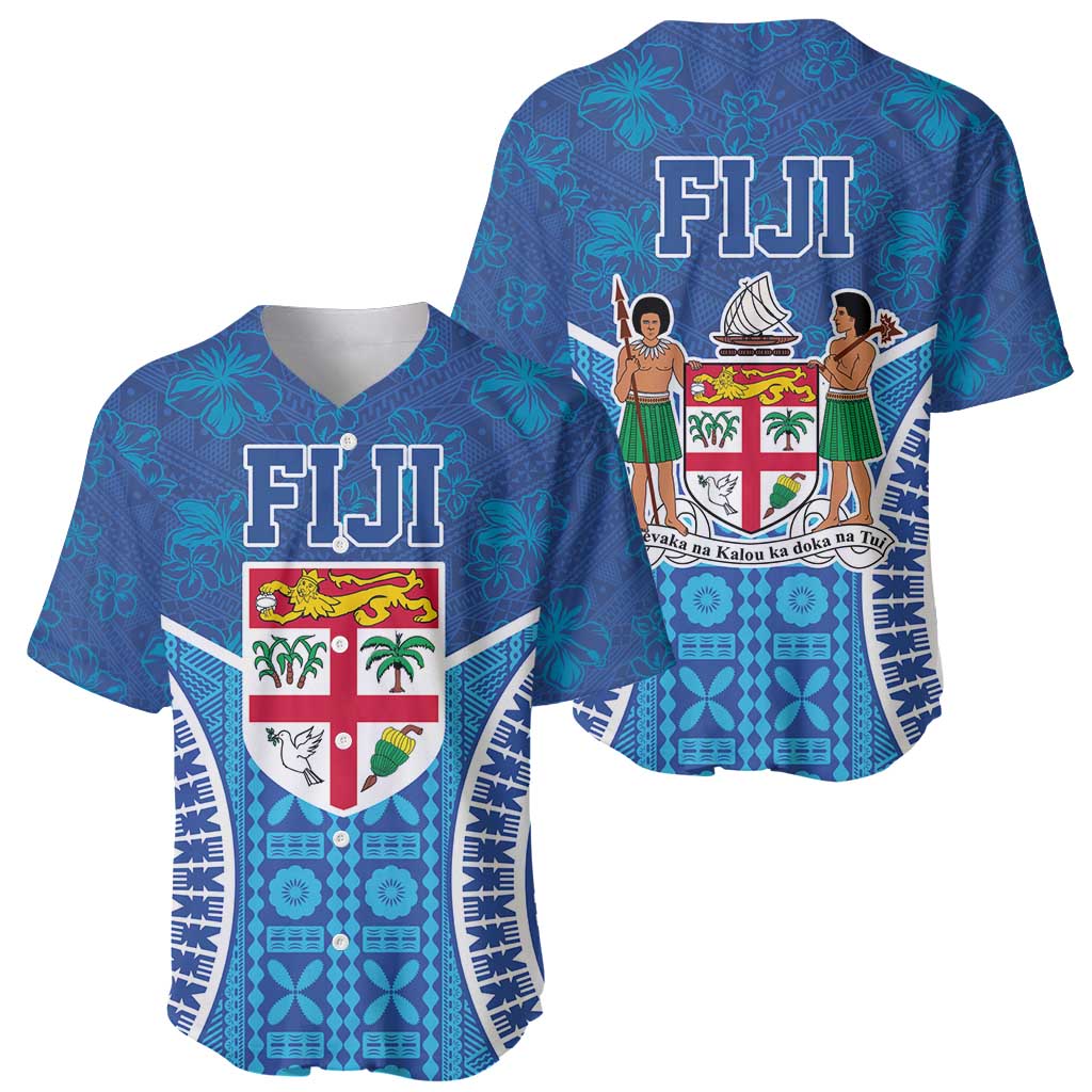 Fiji Day Baseball Jersey Fijian Masi Tribal Hibiscus Tattoo and Tapa Pattern LT03 - Polynesian Pride