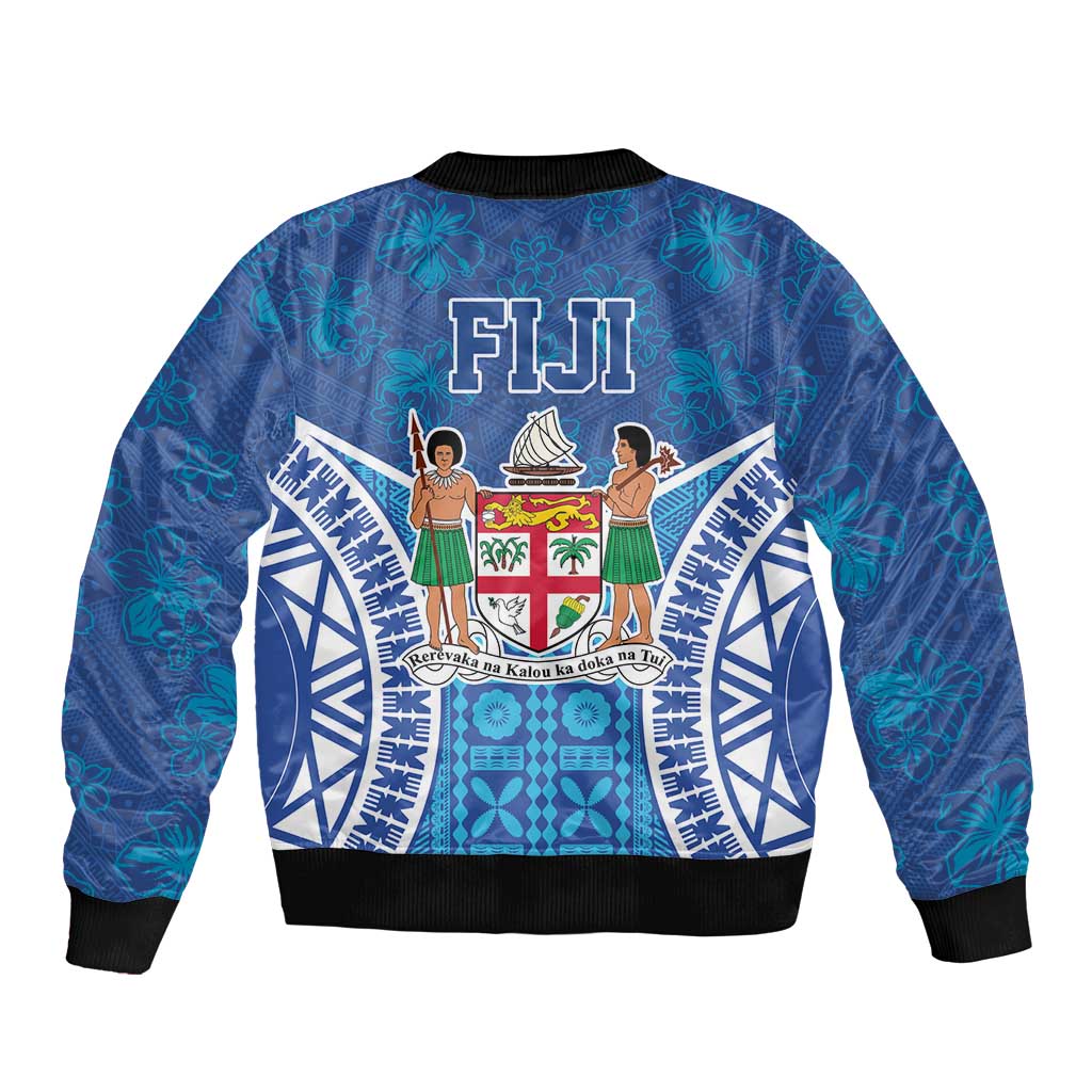 Fiji Day Bomber Jacket Fijian Masi Tribal Hibiscus Tattoo and Tapa Pattern LT03 - Polynesian Pride