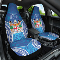 Fiji Day Car Seat Cover Fijian Masi Tribal Hibiscus Tattoo and Tapa Pattern LT03 One Size Blue - Polynesian Pride