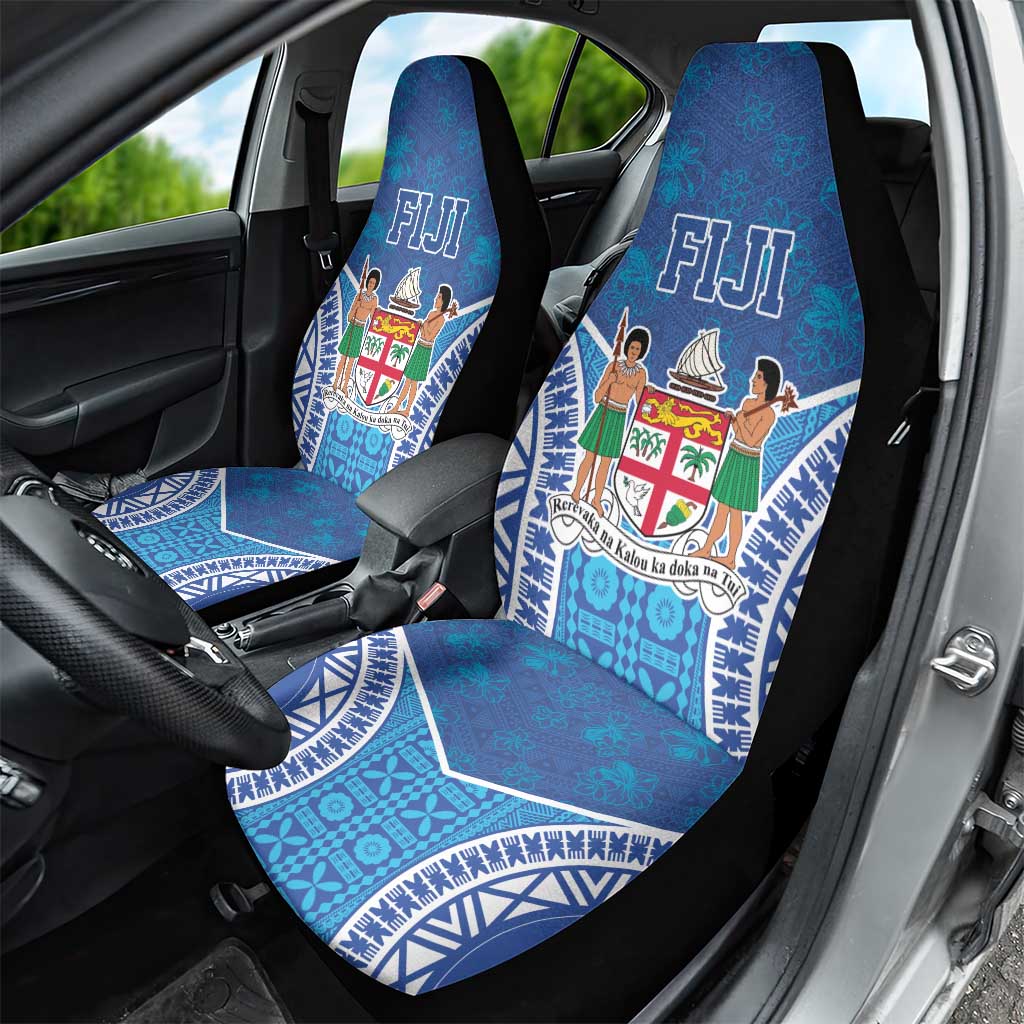 Fiji Day Car Seat Cover Fijian Masi Tribal Hibiscus Tattoo and Tapa Pattern LT03 - Polynesian Pride
