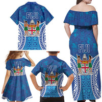 Fiji Day Family Matching Off Shoulder Maxi Dress and Hawaiian Shirt Fijian Masi Tribal Hibiscus Tattoo and Tapa Pattern LT03 - Polynesian Pride