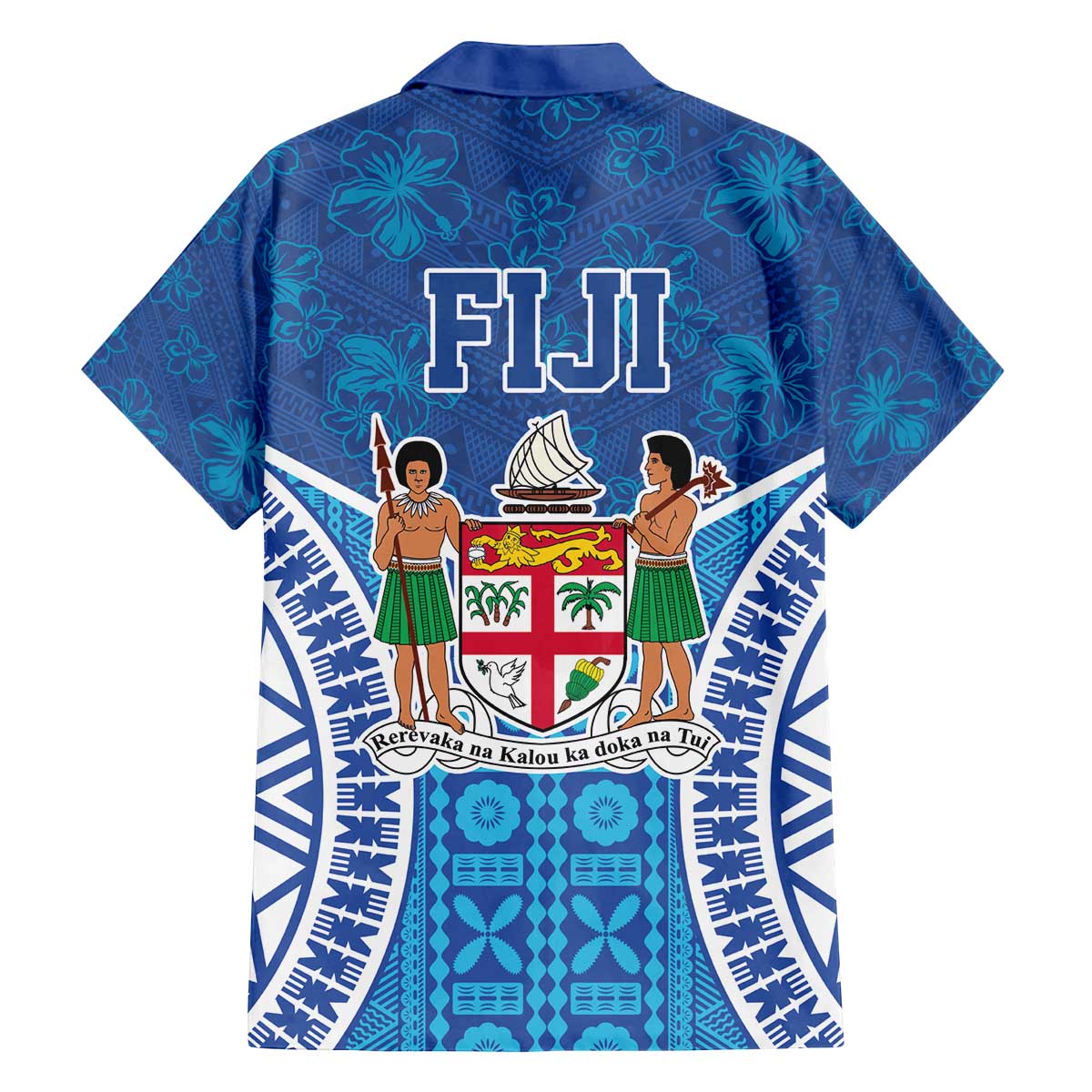 Fiji Day Family Matching Off Shoulder Short Dress and Hawaiian Shirt Fijian Masi Tribal Hibiscus Tattoo and Tapa Pattern LT03 - Polynesian Pride