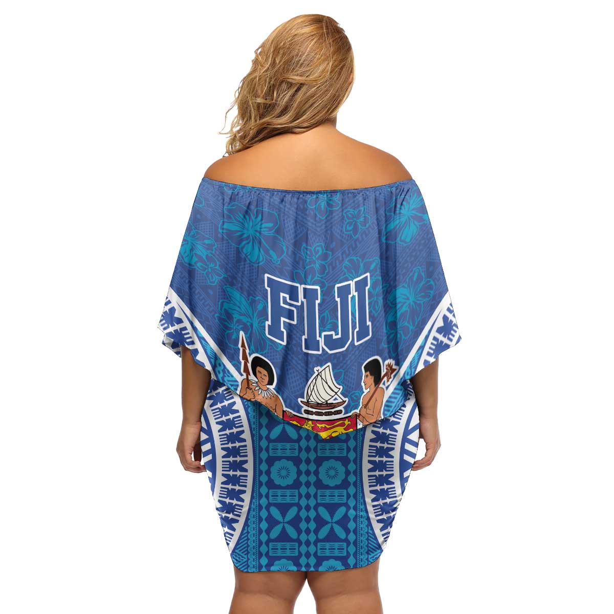 Fiji Day Family Matching Off Shoulder Short Dress and Hawaiian Shirt Fijian Masi Tribal Hibiscus Tattoo and Tapa Pattern LT03 - Polynesian Pride