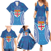 Fiji Day Family Matching Summer Maxi Dress and Hawaiian Shirt Fijian Masi Tribal Hibiscus Tattoo and Tapa Pattern LT03 - Polynesian Pride