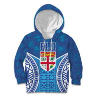 Fiji Day Kid Hoodie Fijian Masi Tribal Hibiscus Tattoo and Tapa Pattern LT03 Hoodie Blue - Polynesian Pride