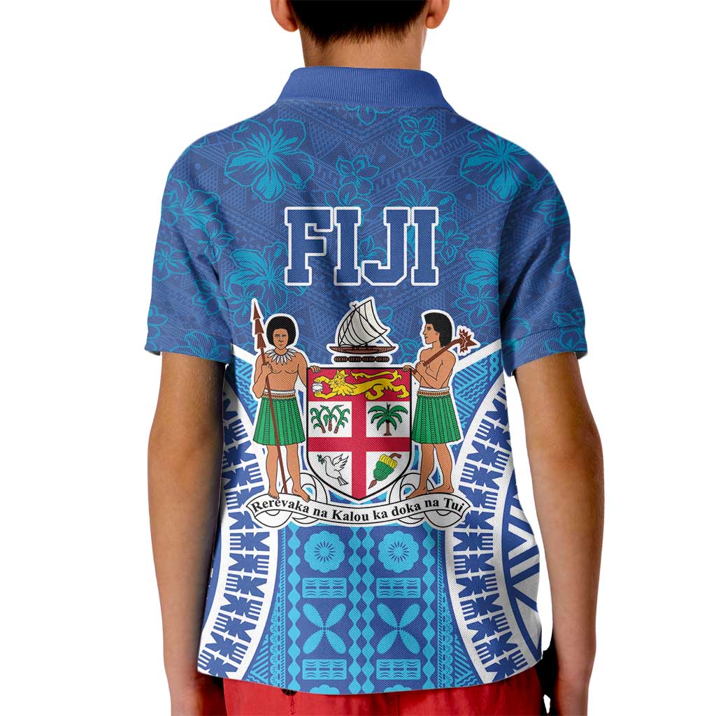 Fiji Day Kid Polo Shirt Fijian Masi Tribal Hibiscus Tattoo and Tapa Pattern LT03 - Polynesian Pride