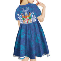 Fiji Day Kid Short Sleeve Dress Fijian Masi Tribal Hibiscus Tattoo and Tapa Pattern LT03 - Polynesian Pride