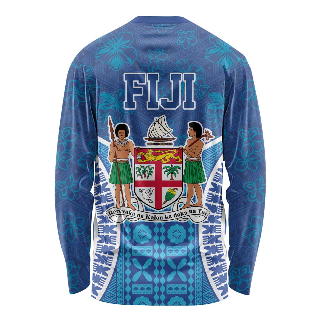 Fiji Day Long Sleeve Shirt Fijian Masi Tribal Hibiscus Tattoo and Tapa Pattern LT03 - Polynesian Pride