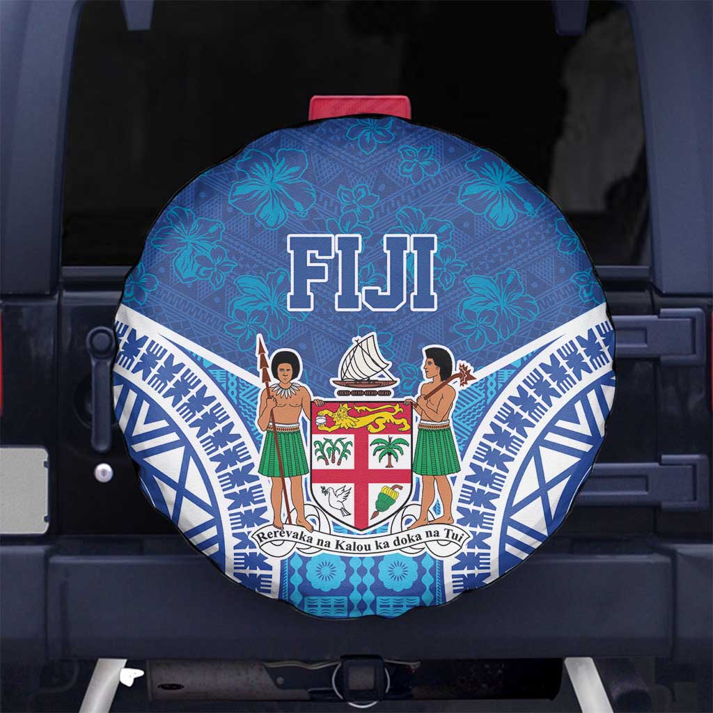 Fiji Day Spare Tire Cover Fijian Masi Tribal Hibiscus Tattoo and Tapa Pattern LT03 - Polynesian Pride