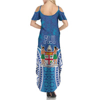 Fiji Day Summer Maxi Dress Fijian Masi Tribal Hibiscus Tattoo and Tapa Pattern LT03 - Polynesian Pride