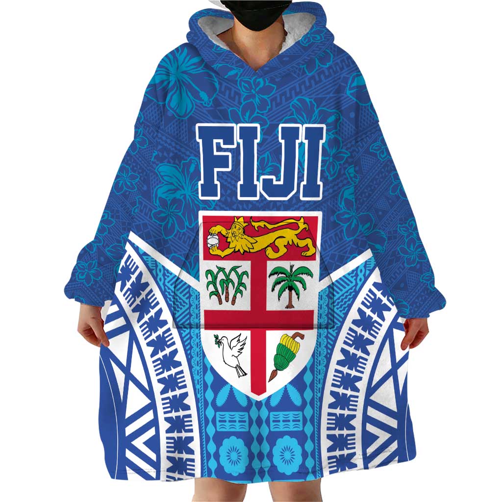 Fiji Day Wearable Blanket Hoodie Fijian Masi Tribal Hibiscus Tattoo and Tapa Pattern LT03 - Polynesian Pride