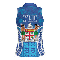 Fiji Day Women Sleeveless Polo Shirt Fijian Masi Tribal Hibiscus Tattoo and Tapa Pattern LT03 - Polynesian Pride