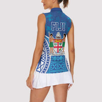 Fiji Day Women Sleeveless Polo Shirt Fijian Masi Tribal Hibiscus Tattoo and Tapa Pattern LT03 - Polynesian Pride