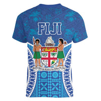 Fiji Day Women V-Neck T-Shirt Fijian Masi Tribal Hibiscus Tattoo and Tapa Pattern LT03 - Polynesian Pride