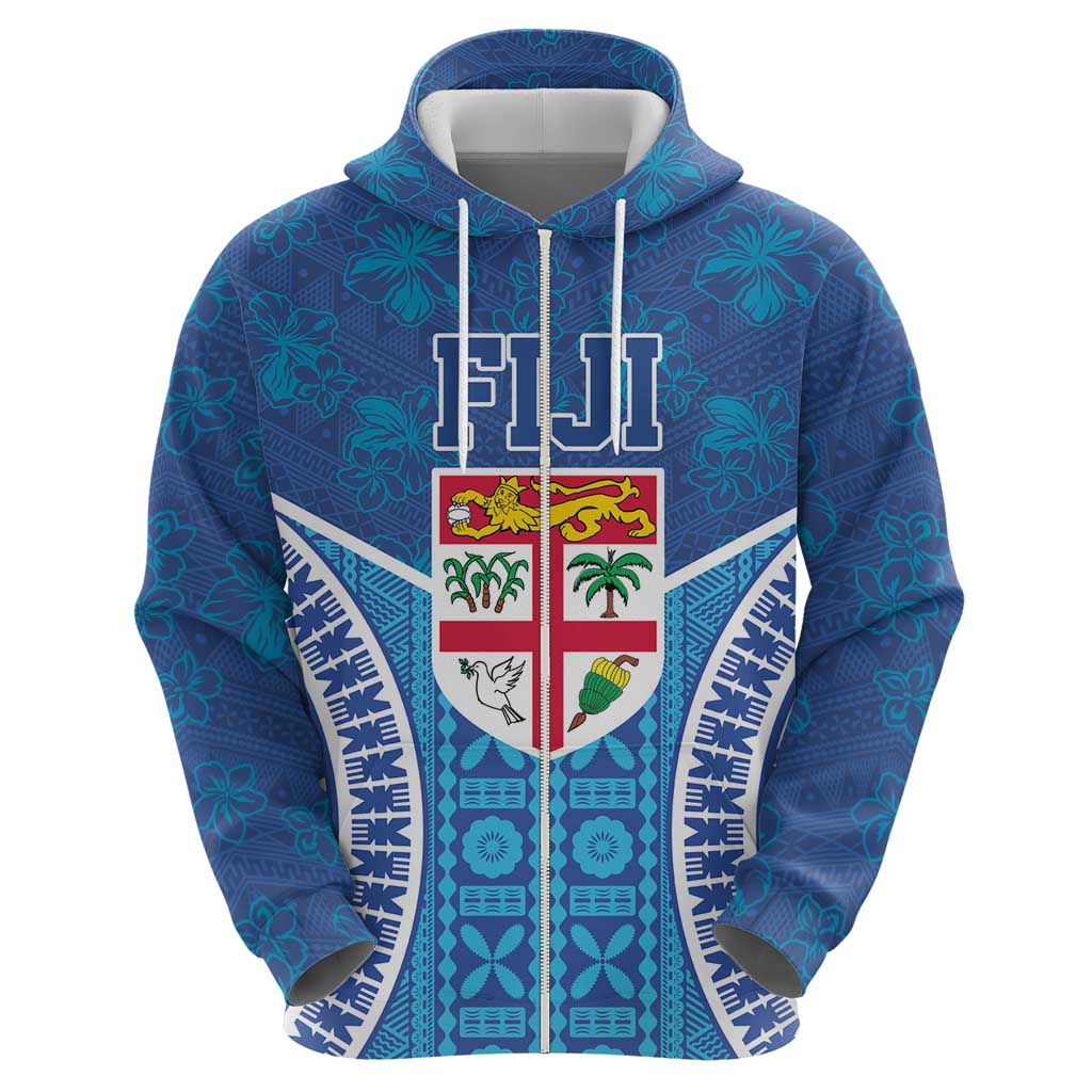 Fiji Day Zip Hoodie Fijian Masi Tribal Hibiscus Tattoo and Tapa Pattern LT03 - Polynesian Pride