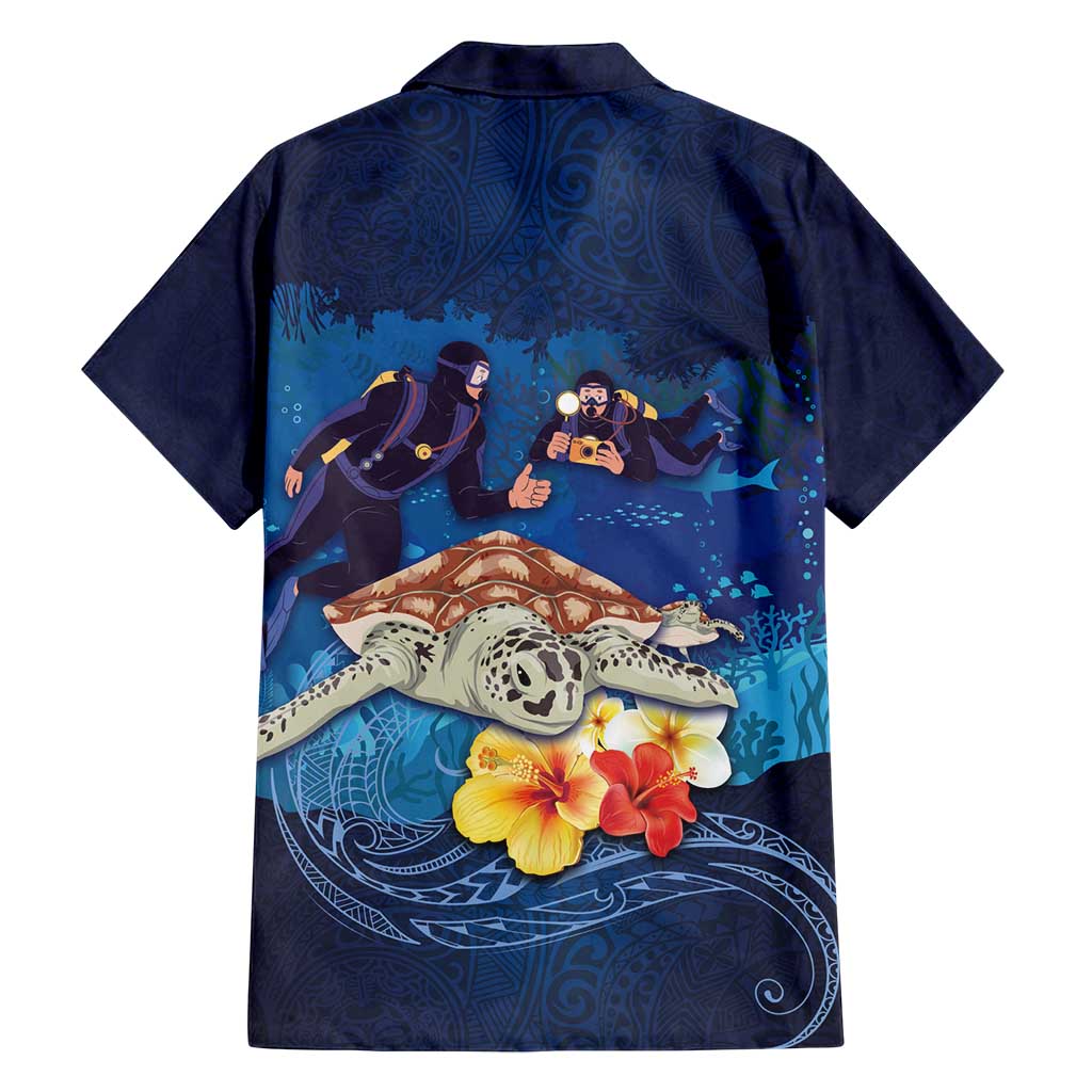 Polynesian Scuba Diving Family Matching Summer Maxi Dress and Hawaiian Shirt Honu with Hibiscus and Plumeria Flower and Tapa Tribal Pattern LT03 - Polynesian Pride