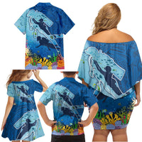 Polynesian Scuba Diving Family Matching Off Shoulder Short Dress and Hawaiian Shirt Beauty Corals with Underwater and Polynesian Pattern LT03 - Polynesian Pride