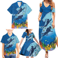Polynesian Scuba Diving Family Matching Summer Maxi Dress and Hawaiian Shirt Beauty Corals with Underwater and Polynesian Pattern LT03 - Polynesian Pride