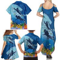 Polynesian Scuba Diving Family Matching Summer Maxi Dress and Hawaiian Shirt Beauty Corals with Underwater and Polynesian Pattern LT03 - Polynesian Pride