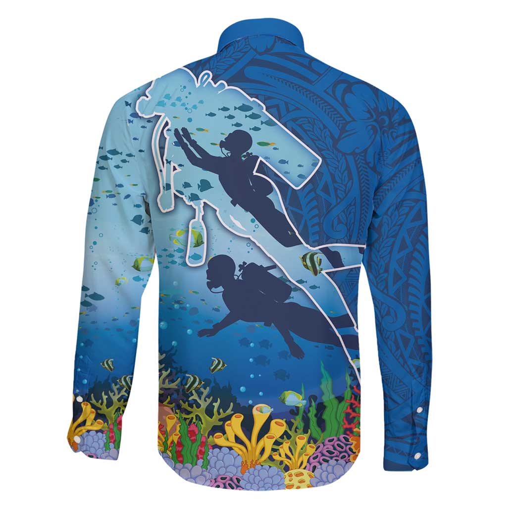 Polynesian Scuba Diving Family Matching Summer Maxi Dress and Hawaiian Shirt Beauty Corals with Underwater and Polynesian Pattern LT03 - Polynesian Pride