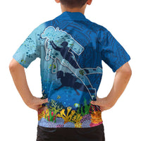 Polynesian Scuba Diving Family Matching Tank Maxi Dress and Hawaiian Shirt Beauty Corals with Underwater and Polynesian Pattern LT03 - Polynesian Pride