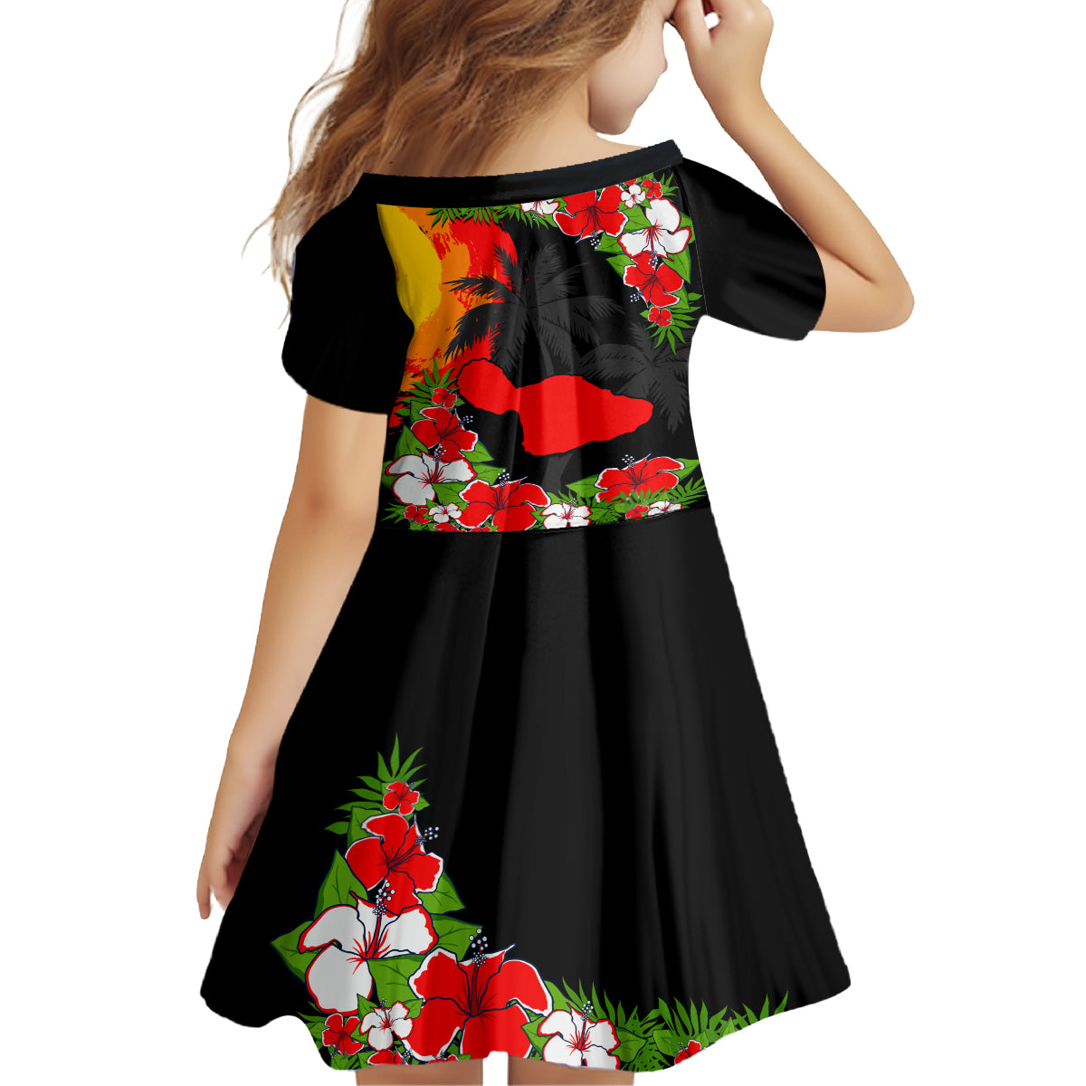 Hawaii Maui Island Family Matching Off Shoulder Maxi Dress and Hawaiian Shirt Maui Map With Tropical Forest Sunset Vibe LT03 - Polynesian Pride