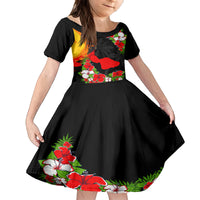 Hawaii Maui Island Family Matching Tank Maxi Dress and Hawaiian Shirt Maui Map With Tropical Forest Sunset Vibe LT03 Daughter's Dress Black - Polynesian Pride