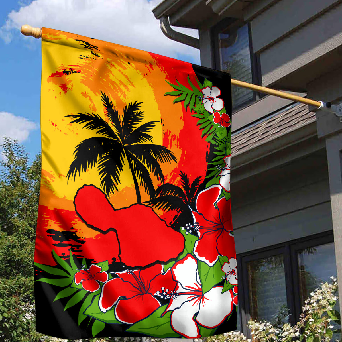 Hawaii Maui Island Garden Flag Maui Map With Tropical Forest Sunset Vibe LT03 - Polynesian Pride