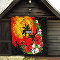 Custom Hawaii Maui Island Quilt Maui Map With Tropical Forest Sunset Vibe LT03 - Polynesian Pride