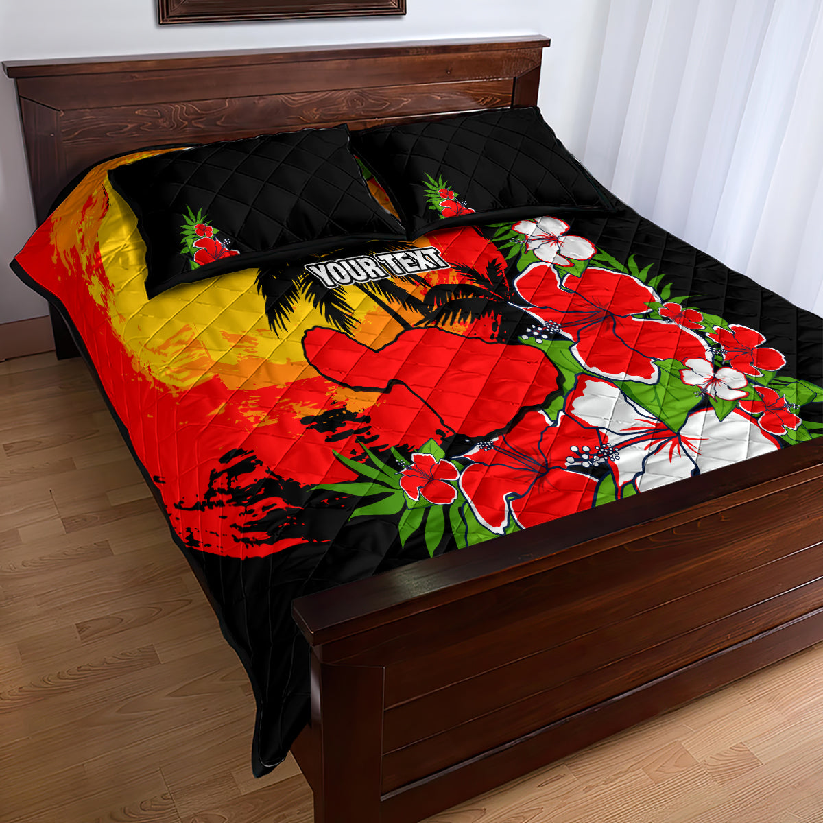 Custom Hawaii Maui Island Quilt Bed Set Maui Map With Tropical Forest Sunset Vibe LT03 - Polynesian Pride
