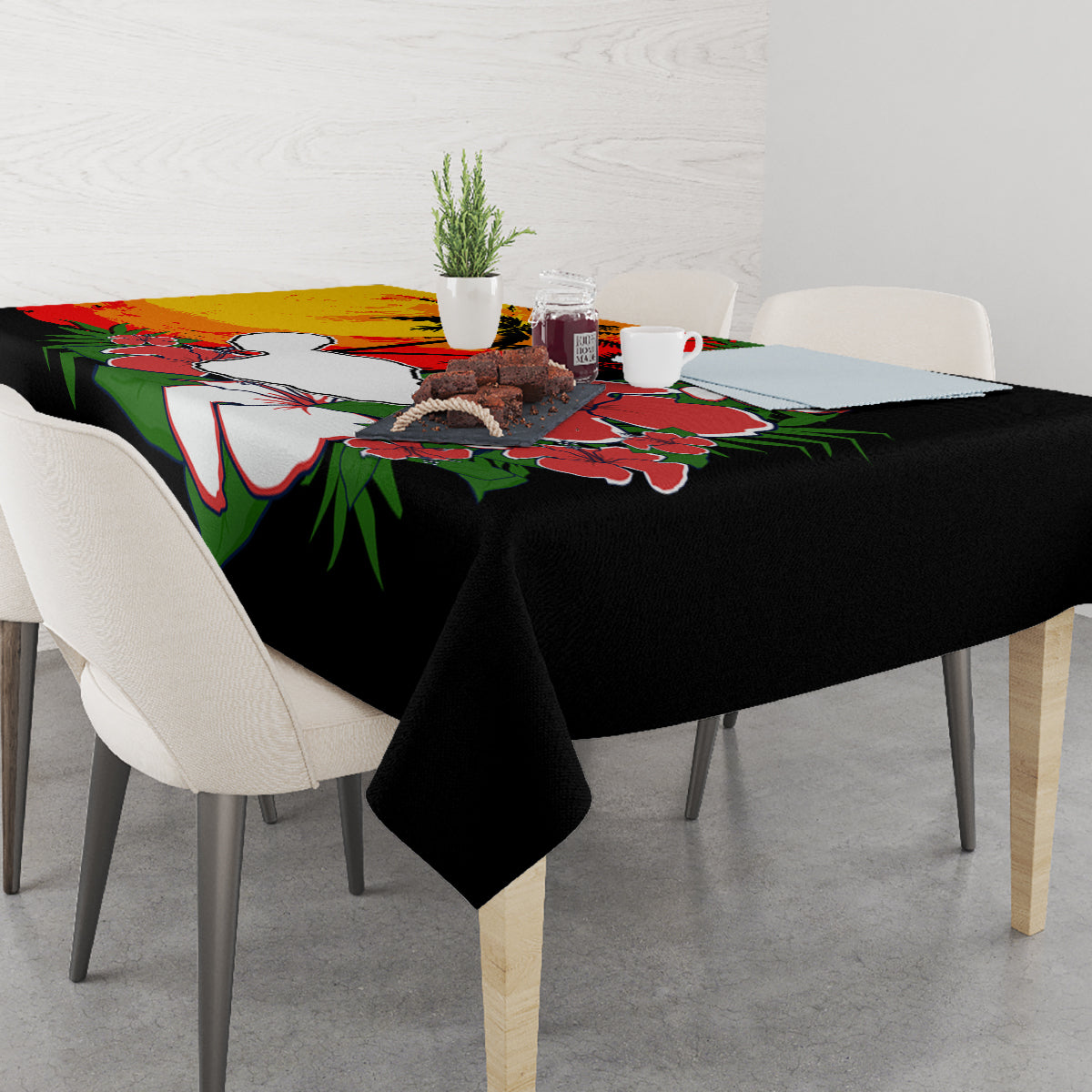 Hawaii Maui Island Tablecloth Maui Map With Tropical Forest Vintage Style LT03 - Polynesian Pride