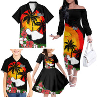 Custom Hawaii Maui Island Family Matching Off Shoulder Long Sleeve Dress and Hawaiian Shirt Maui Map With Tropical Forest Vintage Style LT03 - Polynesian Pride