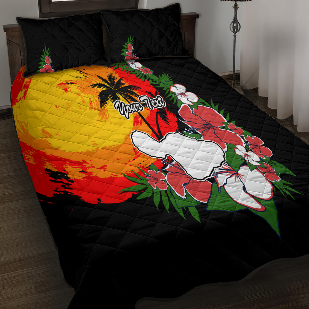Custom Hawaii Maui Island Quilt Bed Set Maui Map With Tropical Forest Vintage Style LT03 - Polynesian Pride
