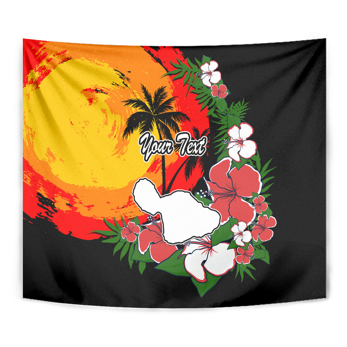 Custom Hawaii Maui Island Tapestry Maui Map With Tropical Forest Vintage Style LT03 - Polynesian Pride