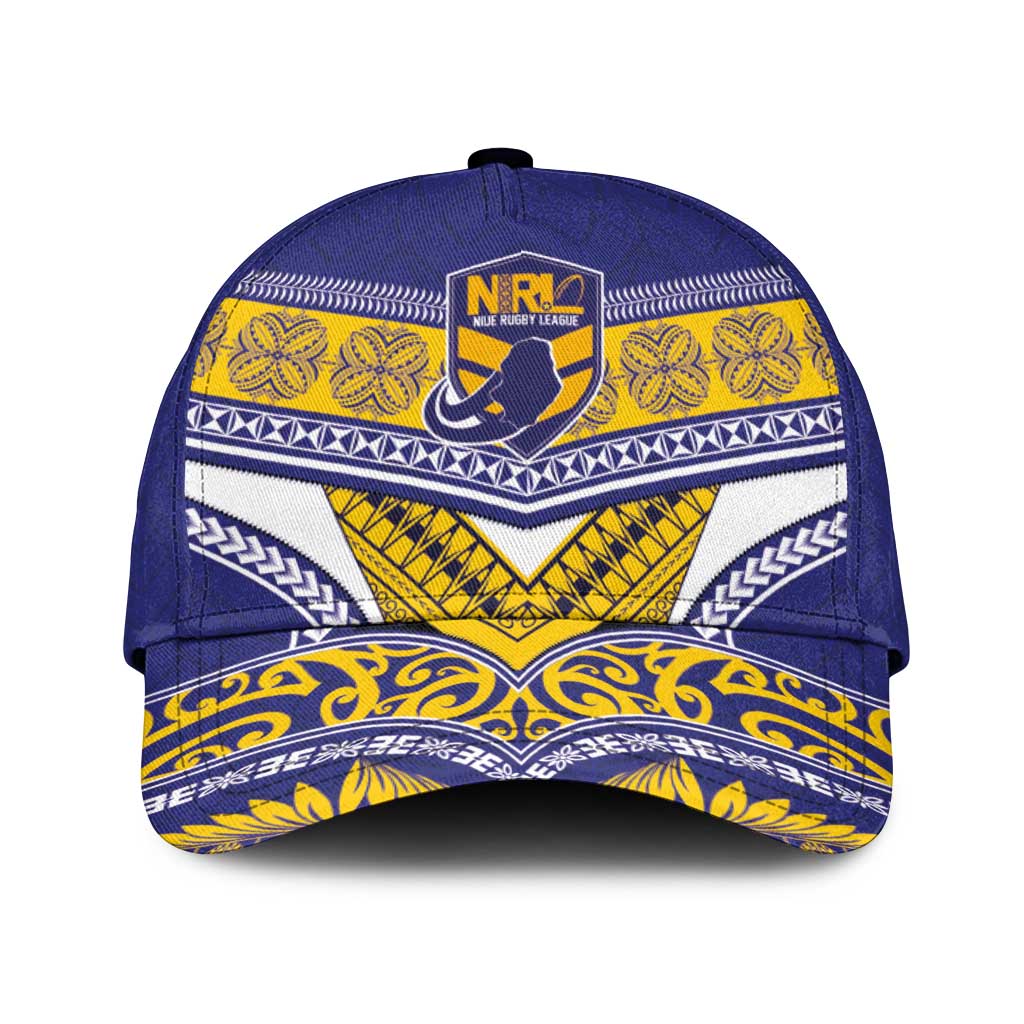 Niue Rugby Classic Cap Hiapo Tribal Heritage Tattoos Blue Color - Polynesian Pride