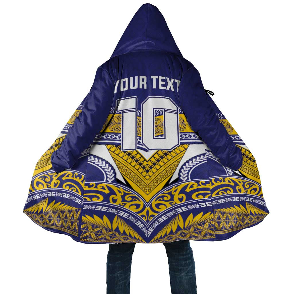 Custom Rugby Niue Cloak Hiapo Tribal Heritage Tattoos Blue Color - Polynesian Pride