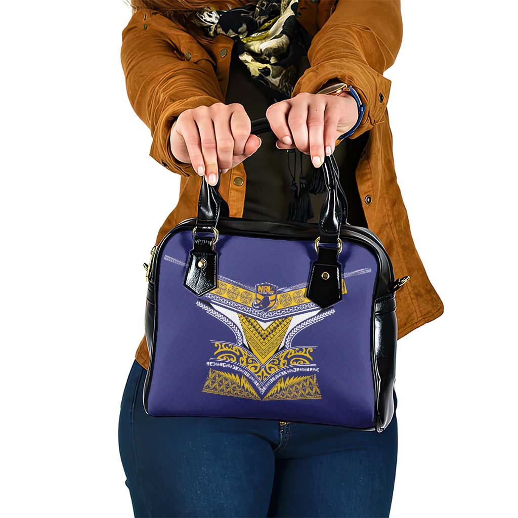 Rugby Niue Shoulder Handbag Hiapo Tribal Heritage Tattoos Blue Color - Polynesian Pride