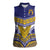 Custom Rugby Niue Women Sleeveless Polo Shirt Hiapo Tribal Heritage Tattoos Blue Color - Polynesian Pride