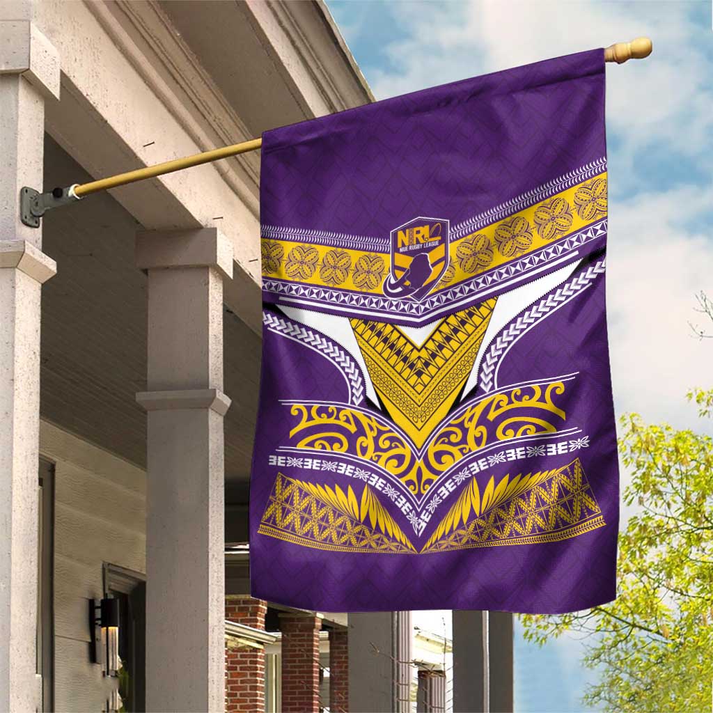 Rugby Niue Garden Flag Hiapo Tribal Heritage Tattoos Purple Color - Polynesian Pride